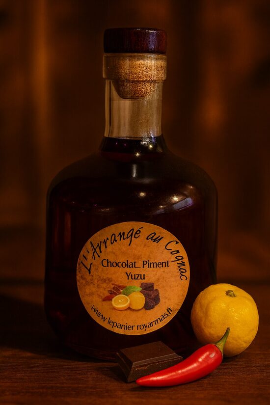 Cognac arrangé - Chocolat, piment, yuzu 25° - 70cl